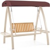 image:imageMCombo 2Person Patio Swing Chair HeavyDuty Outdoor Porch Swing with Wooden Finish Coated Seat for Garden Balcony Poolside 4458 GreyBurgundy