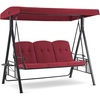 image:imageMCombo 3 Seat Patio Swings with Adjustable Canopy Outdoor Porch Swing Chair with Stand for Backyard Poolside Balcony 4092 Dark BlueBurgundy