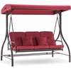 image:imageMCombo 3Seat Outdoor Patio Swing Chair 2in1 Convertible Porch Swing Glider Chair with Removable Cushions Adjustable Canopy amp Pillows for Backyard Deck Garden 4068 Burgundy