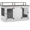 image:imageMCombo 57 Furniture Style Dog Crate Wooden Dog Kennel TV Stand for 2 Medium Dogs Large Dog Cage with 2 Doors Indoor Pet Crate End Table with Locks 1861 BrownLight Grey