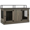 image:imageMCombo 57 Furniture Style Dog Crate Wooden Dog Kennel TV Stand for 2 Medium Dogs Large Dog Cage with 2 Doors Indoor Pet Crate End Table with Locks 1861 BrownBrown