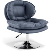image:imageMCombo Armless Swivel Accent Chair with Height Adjustment Tech Cloth Upholstered Vanity Chair with Round Metal Base and Double Cushion Seat for Makeup Home Office Living Room or Bedroom 4846 PinkBlue