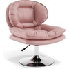 image:imageMCombo Armless Swivel Accent Chair with Height Adjustment Tech Cloth Upholstered Vanity Chair with Round Metal Base and Double Cushion Seat for Makeup Home Office Living Room or Bedroom 4846 PinkPink