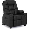 image:imageMCombo Big Kids Recliner for Ages 3 Child Reclining Chair Toddlers Recliner Sofa with Cup Holders Faux Leather Dark GreyBlack