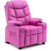 image:imageMCombo Big Kids Recliner for Ages 3 Child Reclining Chair Toddlers Recliner Sofa with Cup Holders Faux Leather Dark GreyPink