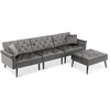 image:imageMCombo Convertible Sofa Bed 3 Seat L Shaped Sofa with Pillows and Ottoman for Living Room MidCentury Modern Sectional Chaise Futon Couch 5131 BeigeGrey