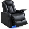image:imageMCombo Dual Motors Leather Recliner with Power Headrest Home Theater Seating with Armrest Storage HTS422 Black