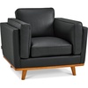 image:imageMCombo Genuine Leather Accent Chair with Solid Wood Frame 419 Wide Real Leather Chair for Living Room Napa Leather VE792 BlackBlack