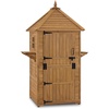 image:imageMCombo Large Outdoor Storage Cabinet with 6 Shelves 29 x 29 x 81 ft Wood Storage Shed Garden Shed with 2 Foldable Tables for Patio Yard Lawn 2645