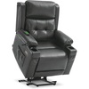 image:imageMCombo Lay Flat Triple Motor Power Lift Recliner Chair with Massage and Heat Electric Recliner Chair for Elderly People Adjustable Headrest Infinite Position Faux Leather 7662 Dark Brown LargeDark Grey
