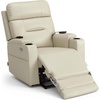 image:imageMCombo Lift Chair for Tall Man 66 Dual Motor Power Lift Recliner Chair for Elderly Lay Flat for Sleeping Heat and Massage USB amp Type C Faux Leather 7755 GreyCream White