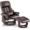 image:imageMCombo Manual Swivel Recliner with Ottoman Reclining Chair with Vibration Massage for Small Spaces Living Room Office Faux Leather 9068 Dark BrownDark Brown