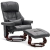 image:imageMCombo Manual Swivel Recliner with Ottoman Reclining Chair with Vibration Massage for Small Spaces Living Room Office Faux Leather 9068 Dark BrownDark Grey