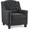 image:imageMCombo Modern Accent Chair with High Legs Chenille Upholstered Single Sofa Chair with Tufted Button Back amp Ergonomic Armrests Solid Wood Legs for Living Room Bedroom 4260 Light BlueGrey