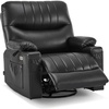 image:imageMCombo Oversized Swivel Glider Rocker Power Recliner Chair for Living Room with Heat and Vibration Massage USB Ports Cup Holders and Pockets Faux Leather 7785 BlackBlack