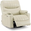 image:imageMCombo Oversized Swivel Glider Rocker Power Recliner Chair for Living Room with Heat and Vibration Massage USB Ports Cup Holders and Pockets Faux Leather 7785 BlackMilk White