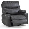 image:imageMCombo Oversized Swivel Glider Rocker Power Recliner Chair for Living Room with Heat and Vibration Massage USB Ports Cup Holders and Pockets Faux Leather 7785 BlackGrey