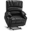 image:imageMCombo Power Lift Recliner Chair for Elderly Lift Chair with Heat and Massage USB ampType C Ports Cup Holders Faux Leather 7095 Medium BlackBlack