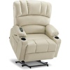 image:imageMCombo Power Lift Recliner Chair for Elderly Lift Chair with Heat and Massage USB ampType C Ports Cup Holders Faux Leather 7095 Medium BlackCream White