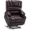 image:imageMCombo Power Lift Recliner Chair for Elderly Lift Chair with Heat and Massage USB ampType C Ports Cup Holders Faux Leather 7095 Medium BlackDark Brown