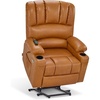 image:imageMCombo Power Lift Recliner Chair for Elderly Lift Chair with Heat and Massage USB ampType C Ports Cup Holders Faux Leather 7095 Medium BlackTawny