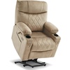 image:imageMCombo Small Size Triple Motor Power Lift Recliner Chair Sofa with Massage and Dual Heating Adjustable Headrest for Elderly People Petite USB Ports Extended Footrest Fabric 7222 CoffeeBeige