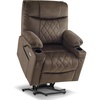 image:imageMCombo Small Size Triple Motor Power Lift Recliner Chair Sofa with Massage and Dual Heating Adjustable Headrest for Elderly People Petite USB Ports Extended Footrest Fabric 7222 CoffeeCoffee