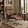 image:imageMCombo Swivel Recliner Chair with Ottoman 360 Faux Leather Lounge Chair with Adjustable Backrest Manual Reclining Chair with Footrest for Small Spaces Living Room Bedroom Office 4603 Dark GreyBrown