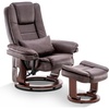 image:imageMCombo Swivel Recliner with Ottoman Chair TV Chair Sets with Vibration Massage for Small Space Living Room Bedroom 9096 9099 Faux Leather Dark BrownDark Brown