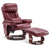 image:imageMCombo Swivel Recliner with Ottoman Faux Leather TV Chair with Vibration Massage Ideal for RV Small Space Living Room amp Bedroom 4999 Faux Leather BurgundyBurgundy