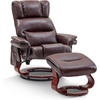 image:imageMCombo Swivel Recliners with Ottoman Reclining TV Chairs with Vibration Massage Faux Leather Ergonomic Lounge Chair for Living Room Bedroom 4832 Dark Brown