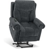 image:imageMCombo Triple Motor Power Lift Recliner Chair with Massage and Lumbarampseat Heating Rolled Arms Adjustable Headrest for Elderly People Fabric 7888 Coffee MediumDark Grey