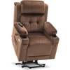 image:imageMCombo Triple Motor Power Lift Recliner with Massage and Heat Electric Recliner Chair for Elderly People Adjustable Headrest Infinite Position Cup HoldersUSB Ports Fabric 7661Navy Blue MediumBrown