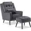 image:imageMCombo Velvet Accent Chair with Ottoman Modern Armchair for Small Space Living Room Office Reception Fabric 4278 Dark GreyGrey