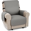 image:imageMCombo Waterproof Recliner Chair Cover Non Slip Recliner Cover with Pockets Furniture Protector Washable Recliner Slipcovers for Pets Kids Light Grey 3 SeatLight Grey
