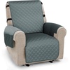image:imageMCombo Waterproof Recliner Chair Cover Velvet Non Slip Recliner Cover with Cup Holder Access and Pockets Washable Furniture Protector Recliner Slipcover for Pets and Kids Champagne 20Dark Grey