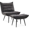 image:imageMCombo Wingback Accent Chair with Ottoman Modern Bronzing Fabric Upholstered Club Chair for Small Space Living Room 4400 Dark GreyDark Grey