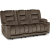 image:imageMCombo Zero Gravity Power Reclining Sofa with Heat and Vibration Massage 3 Seater Reclining Couch with USB Ports Cup Holders for Living Room Fabric PR648SET BeigeDark Brown