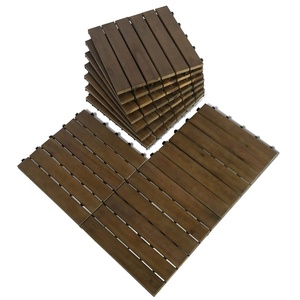 image:imageMCombo 10 Pieces Patio Wood Deck Tiles 12 x 12 inches Interlocking Flooring Oiled Finish for Outdoor Balcony and Backyard Light BrownLight Brown