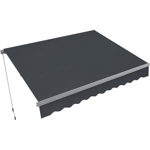 image:imageMCombo 10 x 8ft Retractable Patio Awning Fully Assembled Manual Sunshade with Aluminum Frame 280GSM Polyester Fabric Outdoor Sun Shade Canopy for Windows and Doors Dark Grey 10 x 8ftDark Grey