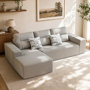 image:imageMCombo 105 Boneless Couches for Living Room Cloud Couch Modular Sectional Sofa Bed Convertible Sleeper Sofa With Latexlike Cushion amp Throw Pillow No assembly required Chenille Fabric 8512 GreyGrey