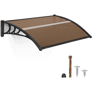 image:imageMCombo 1159 inch Window Awning Outdoor Polycarbonate Hollow Sheet Door Patio Canopy 40x120 Dark Brown Panels with Black BracketBrown Panels with Black Brackets