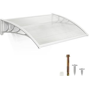 image:imageMCombo 1159 inch Window Awning Outdoor Polycarbonate Hollow Sheet Door Patio Canopy 40x120 Dark Brown Panels with Black BracketWhite Panels with Light Yellow Brackets