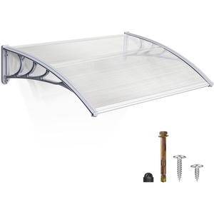 image:imageMCombo 1159 inch Window Awning Outdoor Polycarbonate Hollow Sheet Door Patio Canopy 40x120 Dark Brown Panels with Black BracketWhite Panels with Silver Brackets