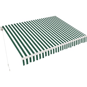 image:imageMCombo 115x95 Feet Manual Retractable Patio Door Window Awning Sunshade Shelter Outdoor Canopy 1210 Green 115L x 95WGreen with White Stripes