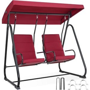 image:imageMCombo 2 Person Porch Swing Chair Outdoor Glider Chair with High Backrest Independent Swing Sets for Backyard Garden 4376 BurgundyBurgundy