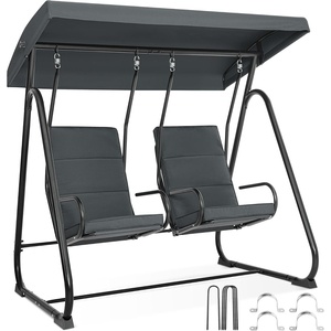 image:imageMCombo 2 Person Porch Swing Chair Outdoor Glider Chair with High Backrest Independent Swing Sets for Backyard Garden 4376 BurgundyDark Grey