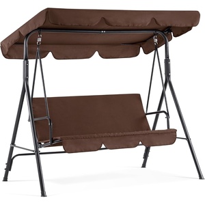 image:imageMCombo 23 Person Outdoor Patio Swing Chair Convertible Canopy Hanging Swing Glider Lounge Chair Removable Cushions 4003 BlackBrown