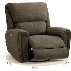 image:imageMCombo 264 Oversized Power Swivel Rocker Recliner Chair Oversized Power Recliner Chair for Big and Tall People USB AampC Ports for Living Room Nursery Fabric OE678 Light GreyBrown
