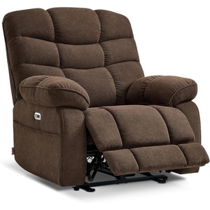 image:imageMCombo 27 Oversized Recliner Power Recliner Chair for Big and Tall Zero Gravity Recliner with USB Charge Ports Side Pockets for Living Room Fabric PR677 BeigeCoffee